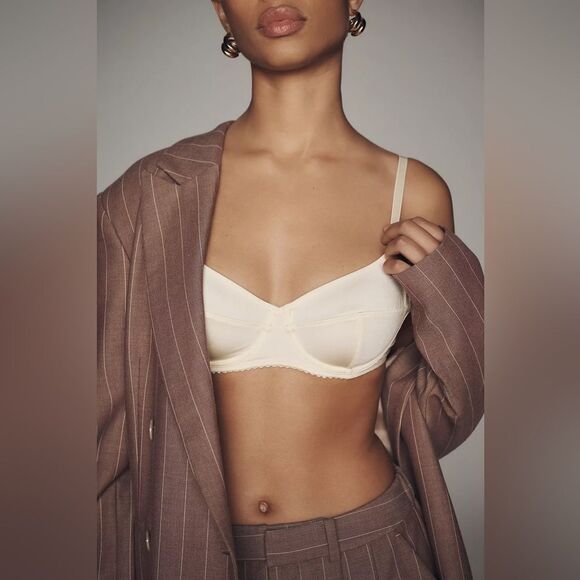 By Anthropologie Stretch Satin Bra Size M New - Picture 2 of 4